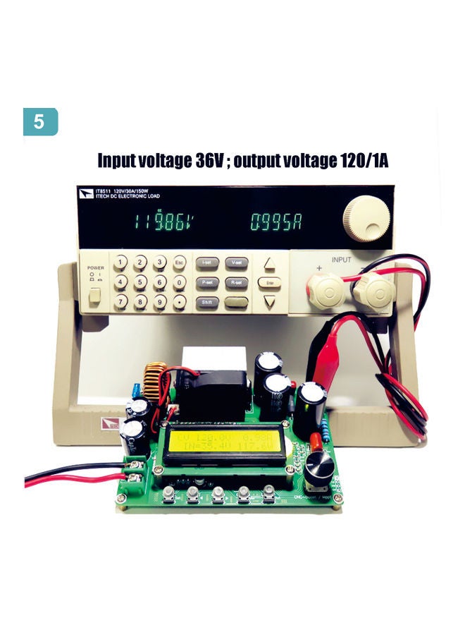 Generic - Digital LCD Display Automatic Step Up Buck Boost Converter Power Supply Module Adjustable Board Dark green - Image 1