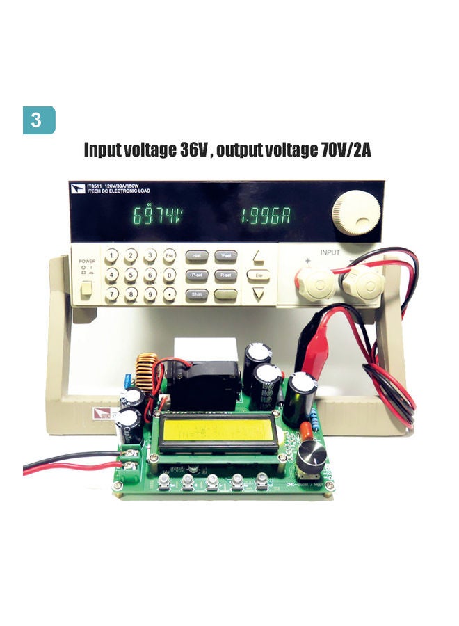 Generic - Digital LCD Display Automatic Step Up Buck Boost Converter Power Supply Module Adjustable Board Dark green - Image 1