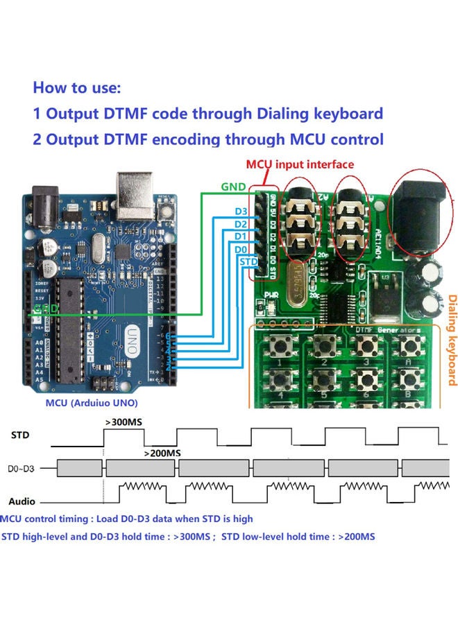 DTMF Module 5-24VDC Audio Generator Voice Dual Encoder Transmitters Board Multicolor  - Image 4