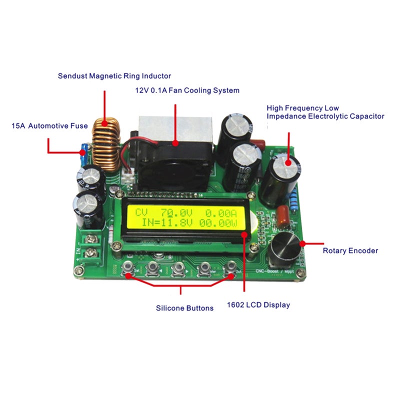 Generic - Digital LCD Display Automatic Step Up Buck Boost Converter Power Supply Module Adjustable Board Dark green - Image 1