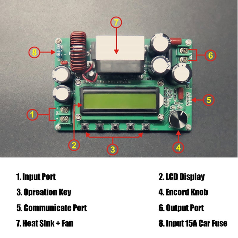 Generic - Digital LCD Display Automatic Step Up Buck Boost Converter Power Supply Module Adjustable Board Dark green - Image 1