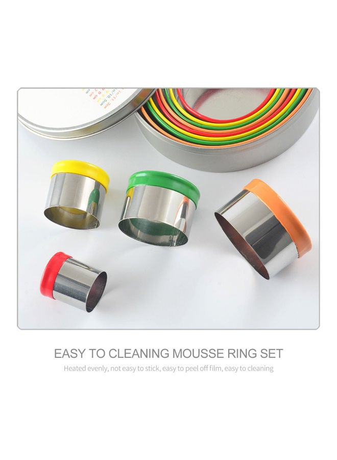 12 Pieces Mousse Ring Set with Storage Box Cookies Pastry Cutters Mold Set silver 12.50*3.50*12.50cm - Image 4