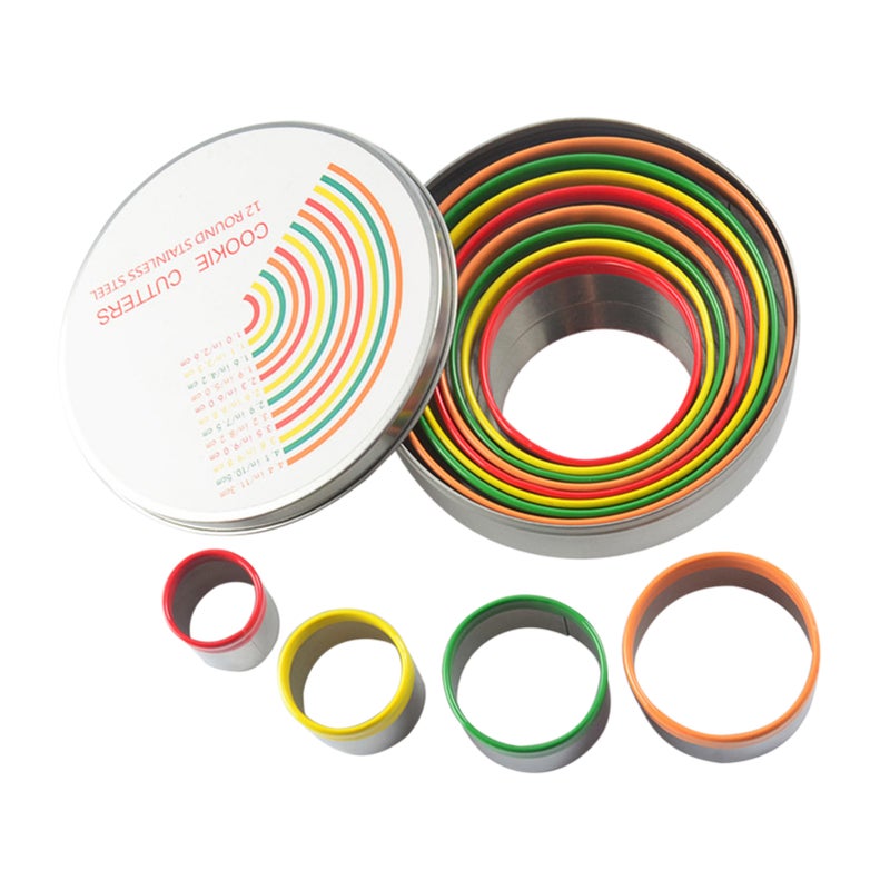 12 Pieces Mousse Ring Set with Storage Box Cookies Pastry Cutters Mold Set multicolour 12.50*3.50*12.50cm - Image 2