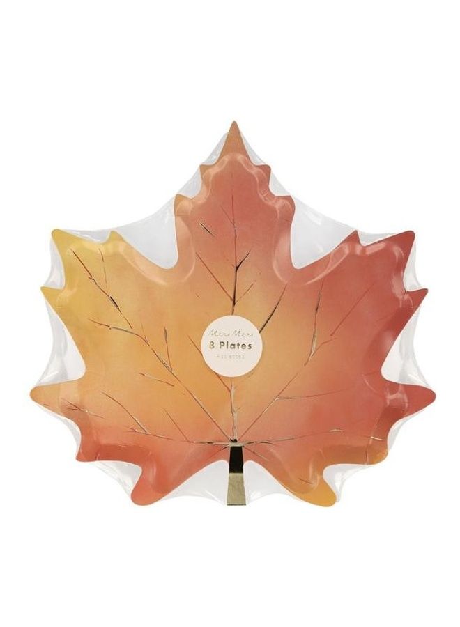 Meri Meri Pack Of 8 Maple Leaf Plates 9.75x9.5inch  - Image 2
