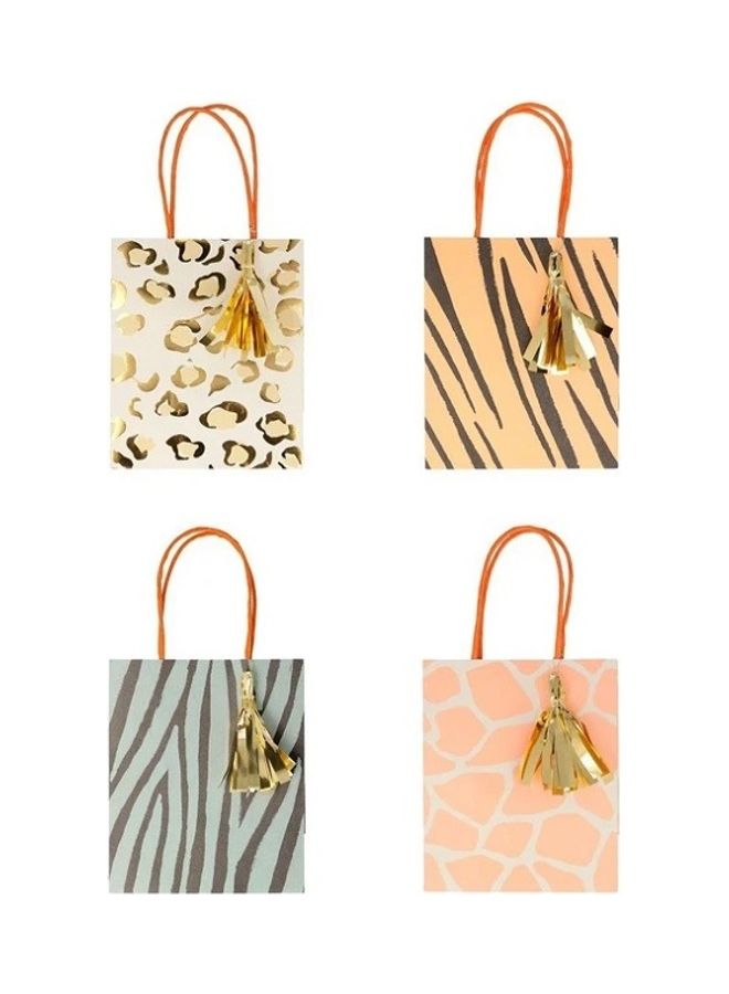 Meri Meri Pack Of 8 Safari Animal Print Party Bags 5x6x3inch  - Image 1