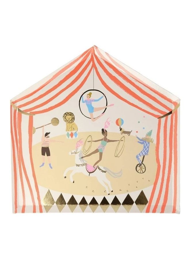 Meri Meri Pack Of 8 Circus Parade Plates 9.25 x 9.25inch  - Image 1