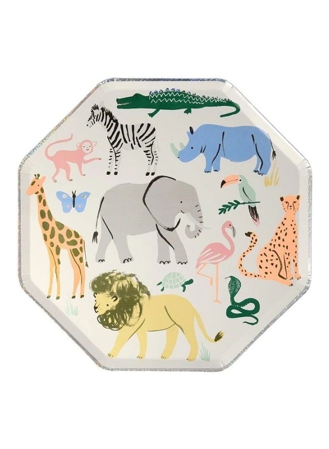 Meri Meri Pack Of 8 Safari Animals Dinner Plates 10.25x10.25inch  - Image 1