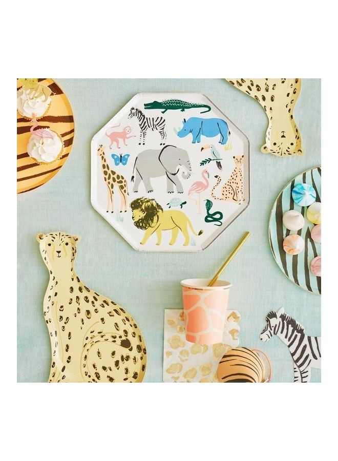 Meri Meri Pack Of 8 Safari Animals Dinner Plates 10.25x10.25inch  - Image 2