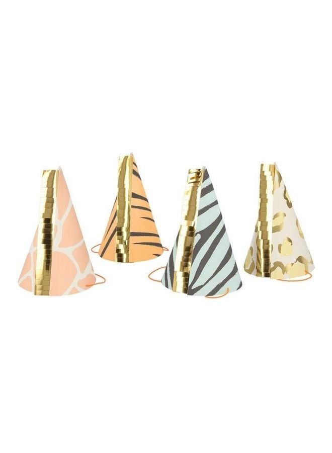 Meri Meri Pack Of 8 Safari Animal Print Party Hats 3.25x4.5x3.25inch  - Image 2