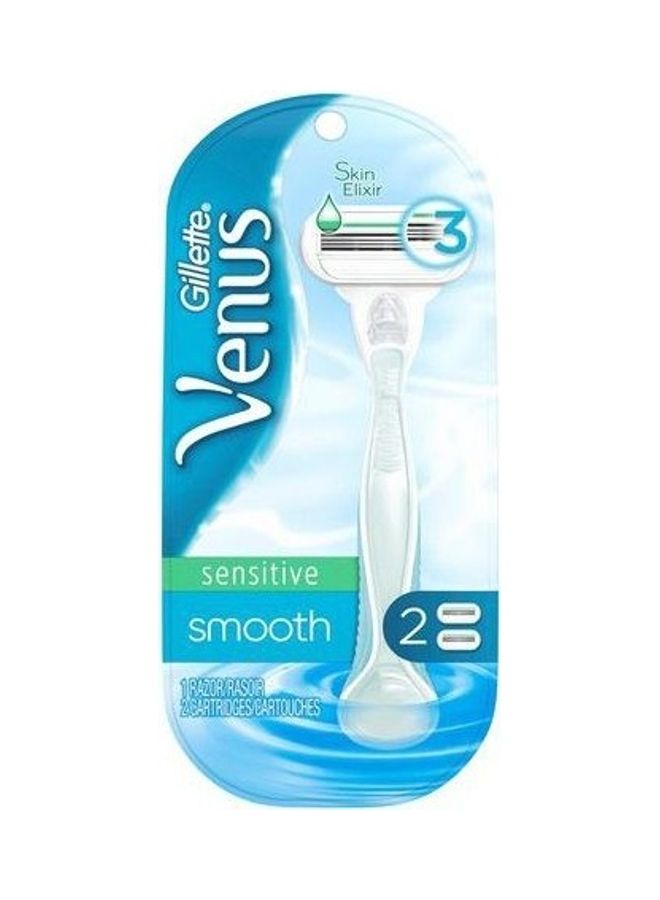 Gillette - Venus Smooth Sensitive Razor Handle Blue/Clear - Image 1