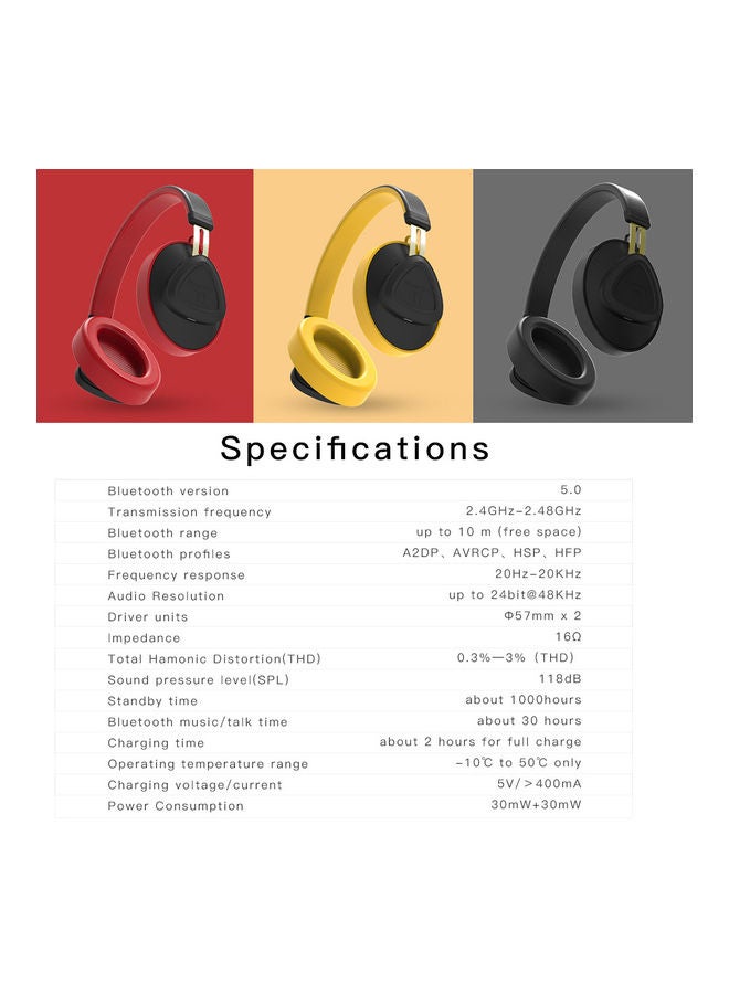 Bluedio - TM Wireless Bluetooth Headset Noise Cancelling Stereo Sports Headset with Microphone Monitor 57mm Drive Unit Red - Image 1