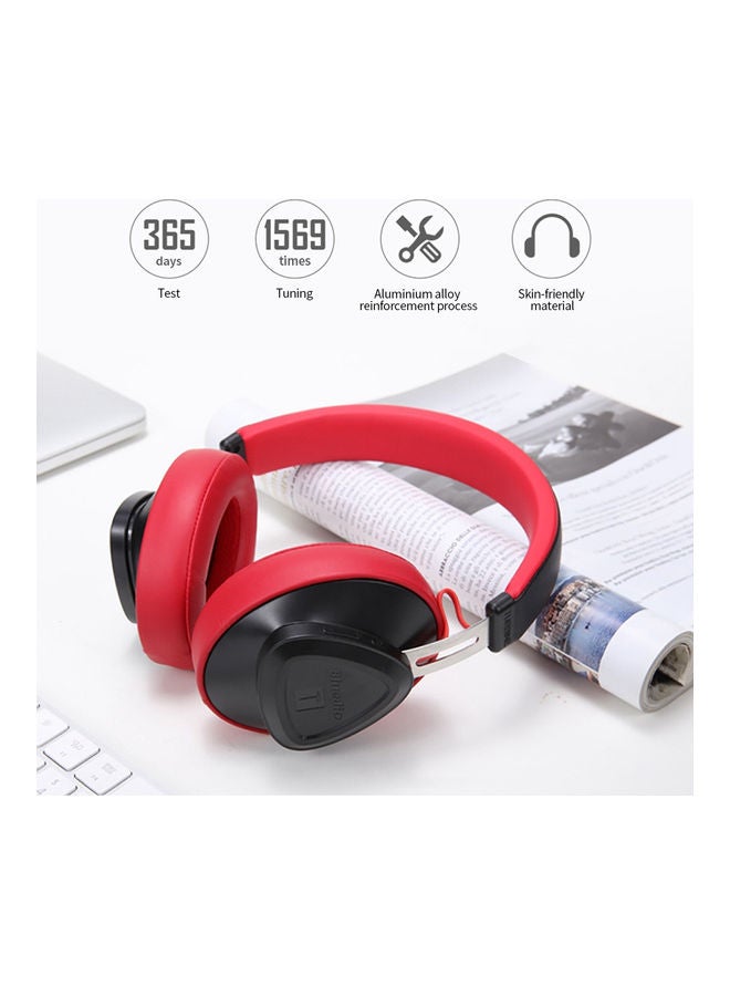 Bluedio - TM Wireless Bluetooth Headset Noise Cancelling Stereo Sports Headset with Microphone Monitor 57mm Drive Unit Red - Image 1