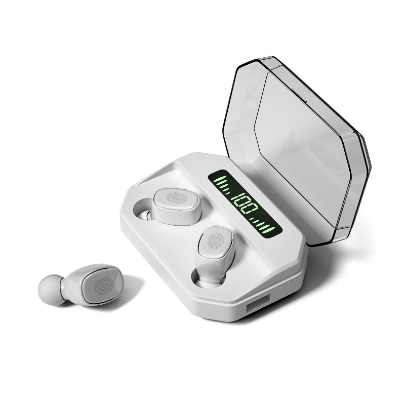 Generic - Bluetooth 5.0 TWS Headphones True Wireless Earphones Noise Cancelling Touch Control IPX7 Waterproof Invisible Earbuds Sports Headset with LED Digital Display Charging Case White - Image 1