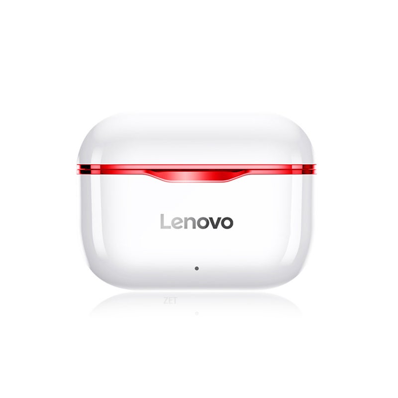 Lenovo LP1 TWS Earbuds True Wireless BT Headphone In-ear Sports Earbuds IPX4 Waterproof Headphone with Touch Control White/Red - Image 3