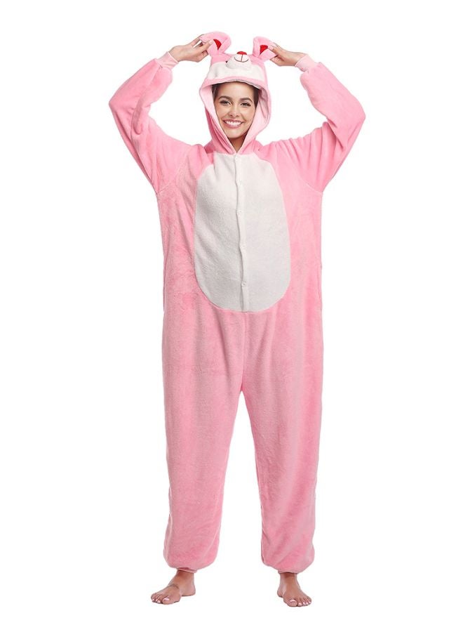 QiaoKai Animal Patterns Hooded Comfy Onesie Pink  - Image 1