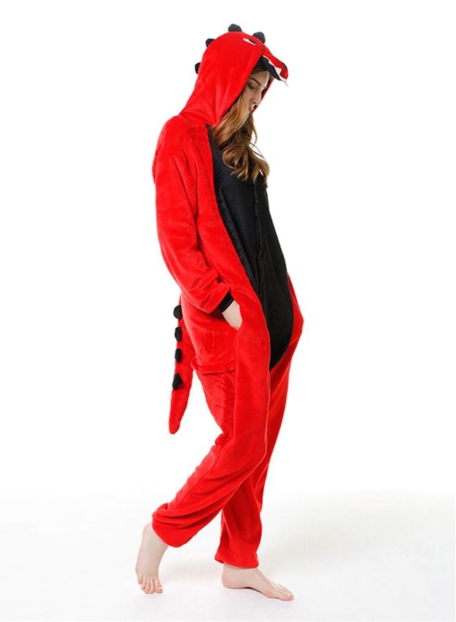 QiaoKai - Dinosaur Cartoon One Piece Pajama Red - Image 1