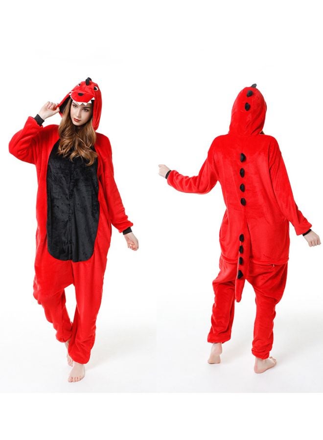 QiaoKai - Dinosaur Cartoon One Piece Pajama Red - Image 1