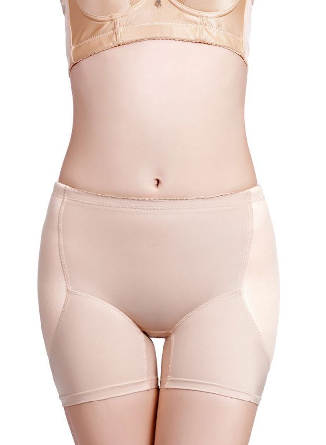 QiaoKai - Stretch Slimming Shapewear With Hip Padding Beige - Image 1