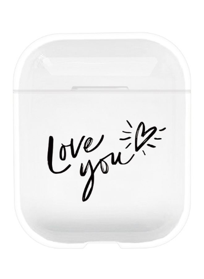 بيوينتي غطاء حماية واقٍ مزين بطبعة "Love You" لسماعات أبل آيربودز 1/2 شفاف/ أسود - Image 1