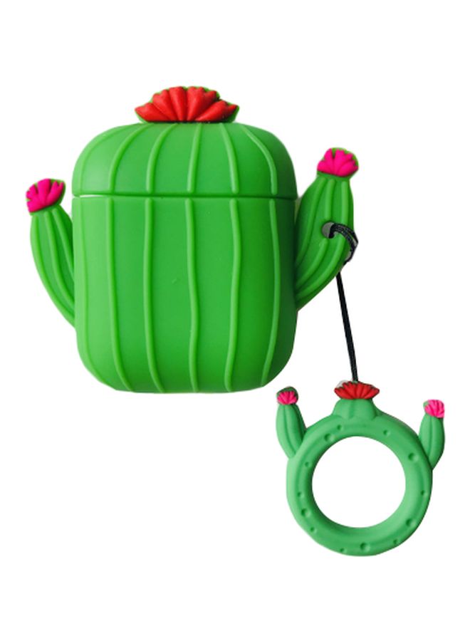 بيوينتي غطاء حماية بنمط نبات الصبار لسماعة أبل آيربودز 1/2 أخضر / أحمر - Image 1