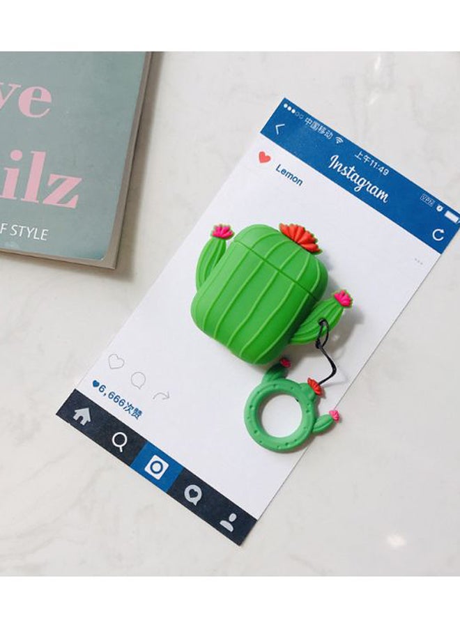 بيوينتي غطاء حماية بنمط نبات الصبار لسماعة أبل آيربودز 1/2 أخضر / أحمر - Image 2