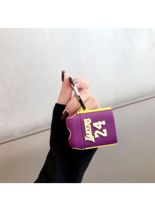 بيوينتي غطاء حماية بتصميم قميص فريق ليكرز رقم 24 لسماعة أبل آيربودز 1/2 أرجواني/ أبيض/ أصفر - Image 5