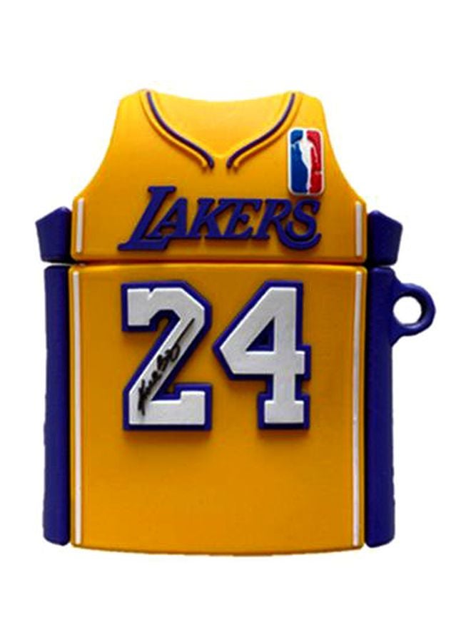 بيوينتي غطاء حماية على شكل قميص فريق ليكرز لسماعة أبل آيربودز 1/2 أصفر/أرجواني/أبيض - Image 1