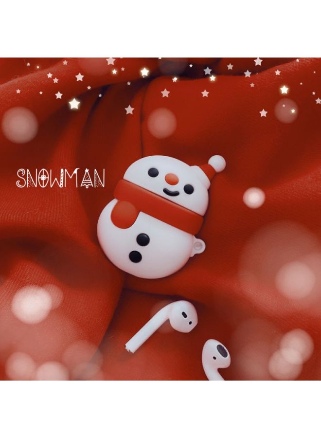 بيوينتي غطاء حماية واقٍ بتصميم رجل ثلج لسماعة أبل آيربودز 1/2 أبيض/أحمر/أسود - Image 2