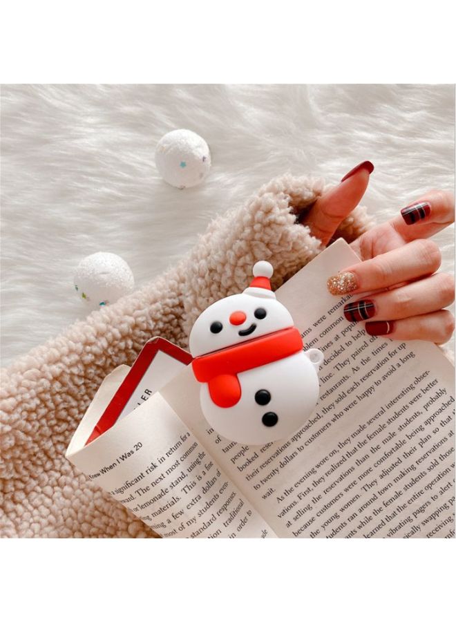 بيوينتي غطاء حماية واقٍ بتصميم رجل ثلج لسماعة أبل آيربودز 1/2 أبيض/أحمر/أسود - Image 4