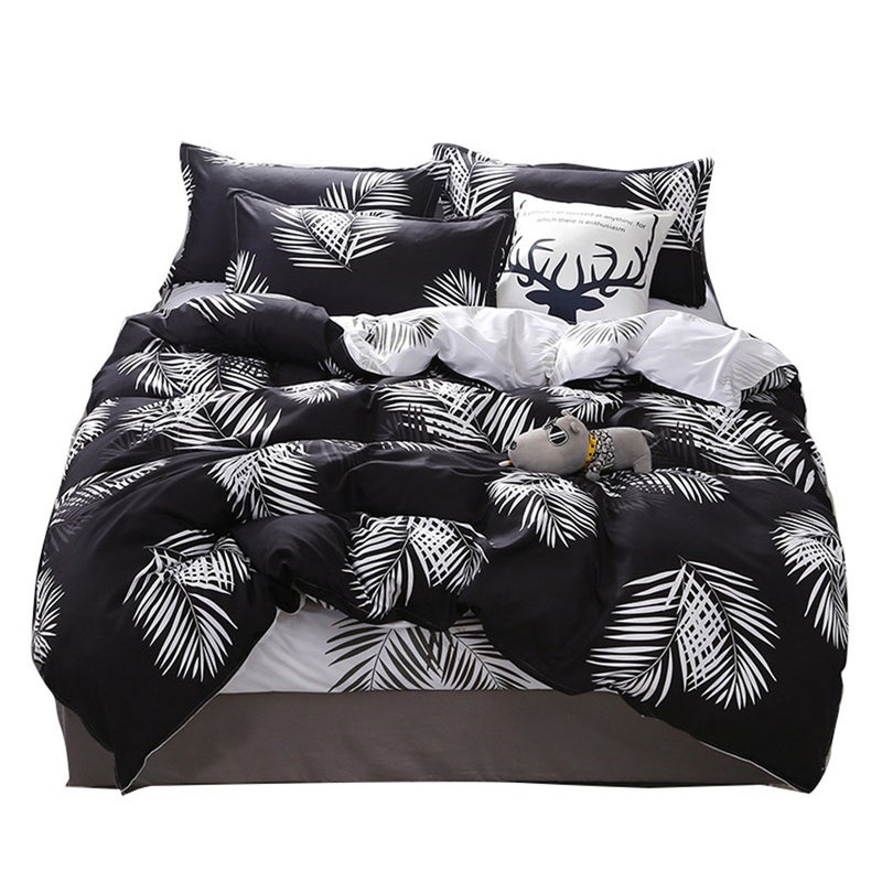 إيهوم طقم شرشف سرير بتصميم عصري وبسيط من 4 قطع بوليستر متعدد الألوان 180x220سم - Image 1