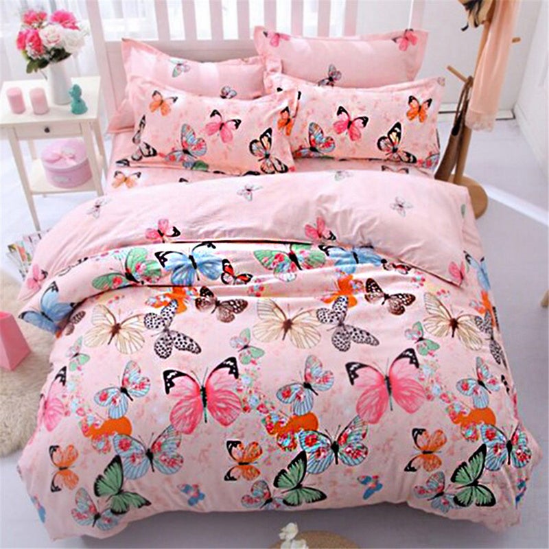 EHOME 4-Pieces Simple Trend Style Bedding Set Polyester Multicolour 180x220cm - Image 1