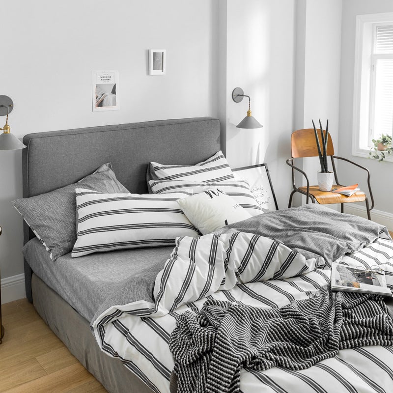 إيهوم طقم شرشف سرير مريح مقاس كينج بطبعة من 4 قطع قطن متعدد الألوان - Image 1