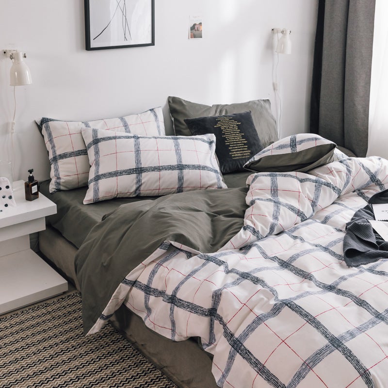 إيهوم طقم شرشف سرير مريح مقاس كينج بطبعة من 4 قطع قطن متعدد الألوان - Image 1