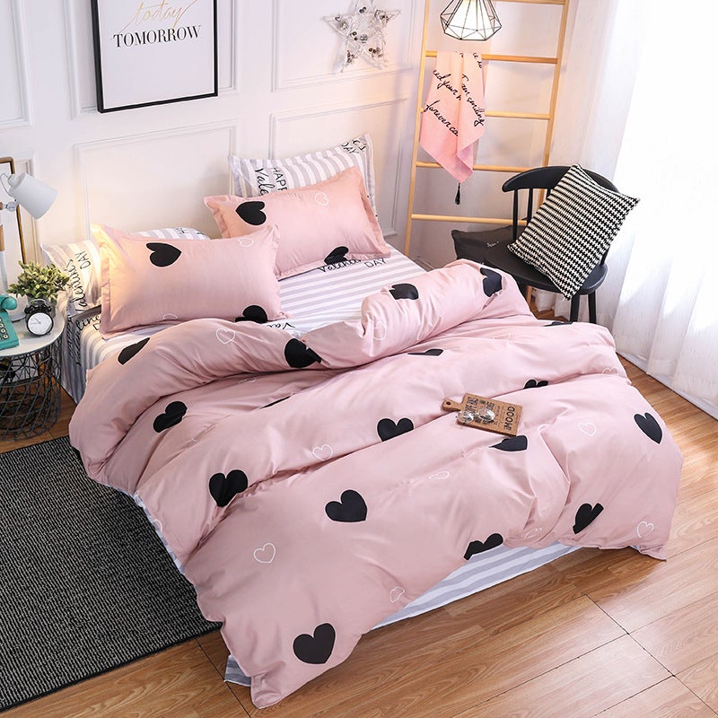 EHOME 4-Pieces Super King Size Design Bedding Set Polyester Multicolour  - Image 1
