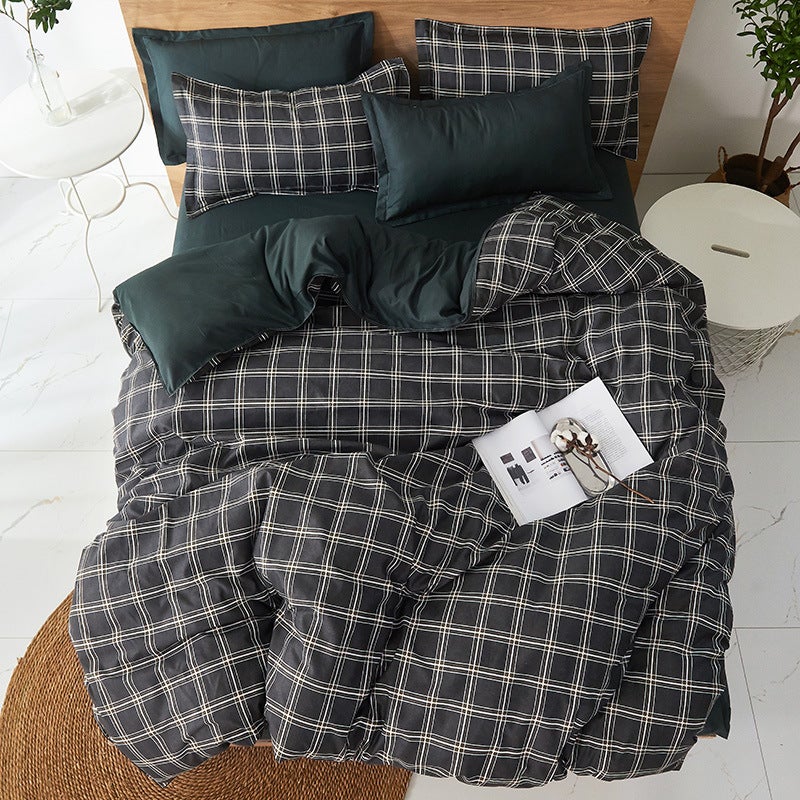 EHOME 4-Pieces Super King Size Design Bedding Set Polyester Multicolour - Image 1