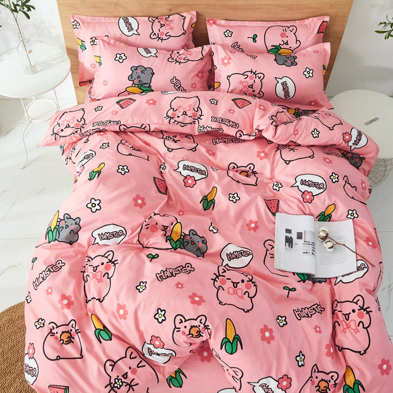 EHOME 4-Pieces Super King Size Design Bedding Set Polyester Multicolour - Image 1