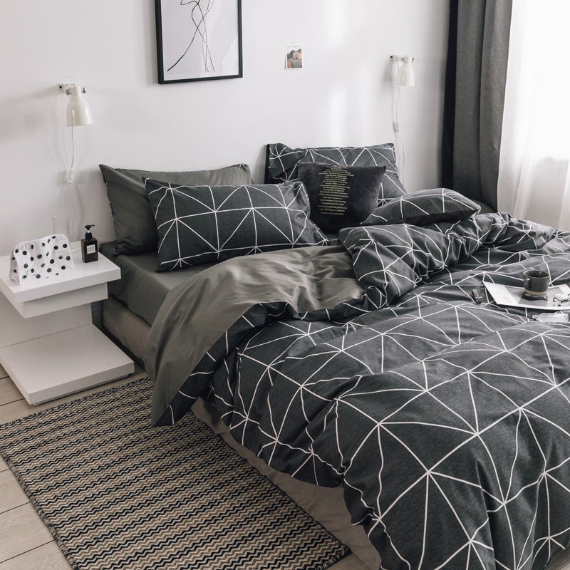 إيهوم طقم شرشف سرير مريح مقاس سوبر كينج بطبعة من 4 قطع قطن متعدد الألوان - Image 1