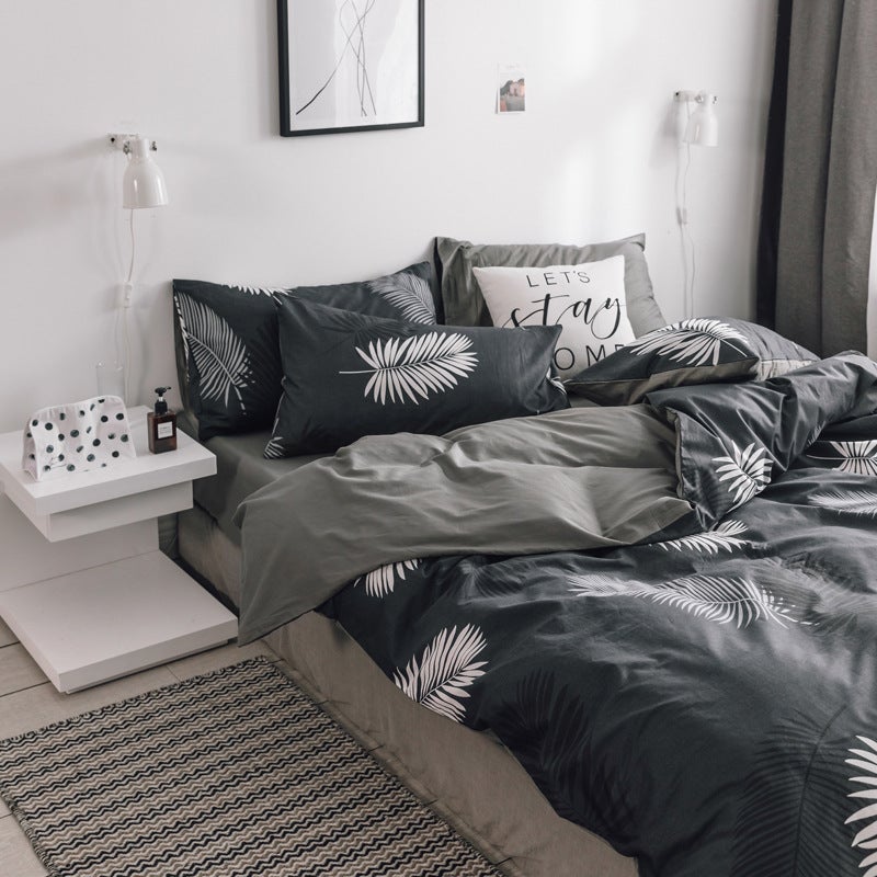 إيهوم طقم شرشف سرير مريح مقاس سوبر كينج بطبعة من 4 قطع قطن متعدد الألوان - Image 1