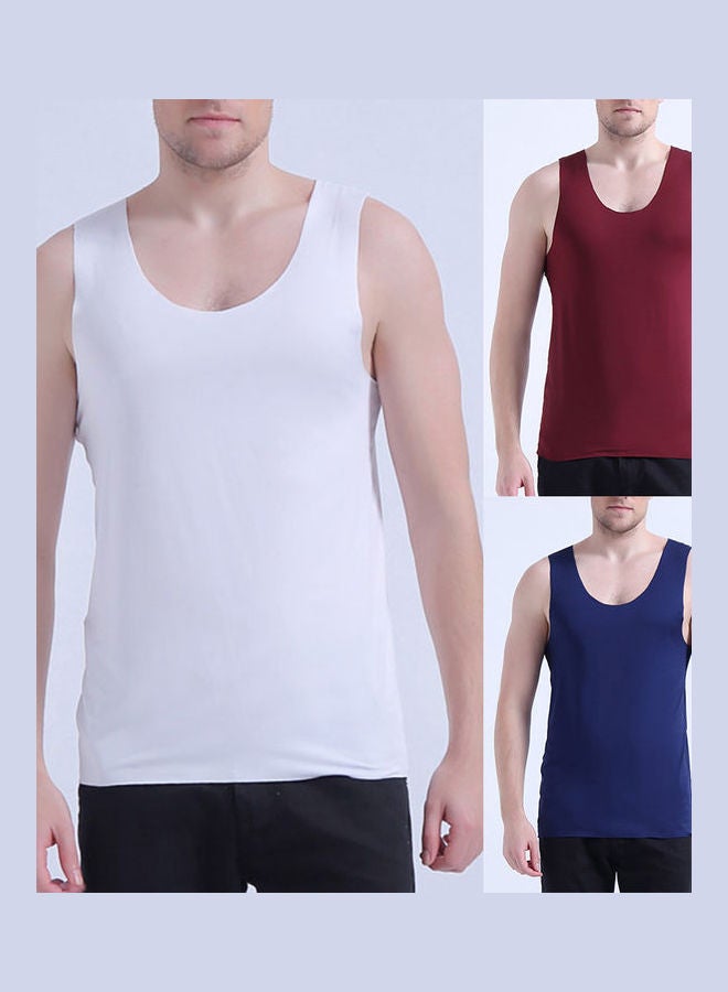 Men Low-cut Neck Sleeveless Solid Colour Seamless Cotton T-shirt Fitness Vest Light Gray  - Image 2