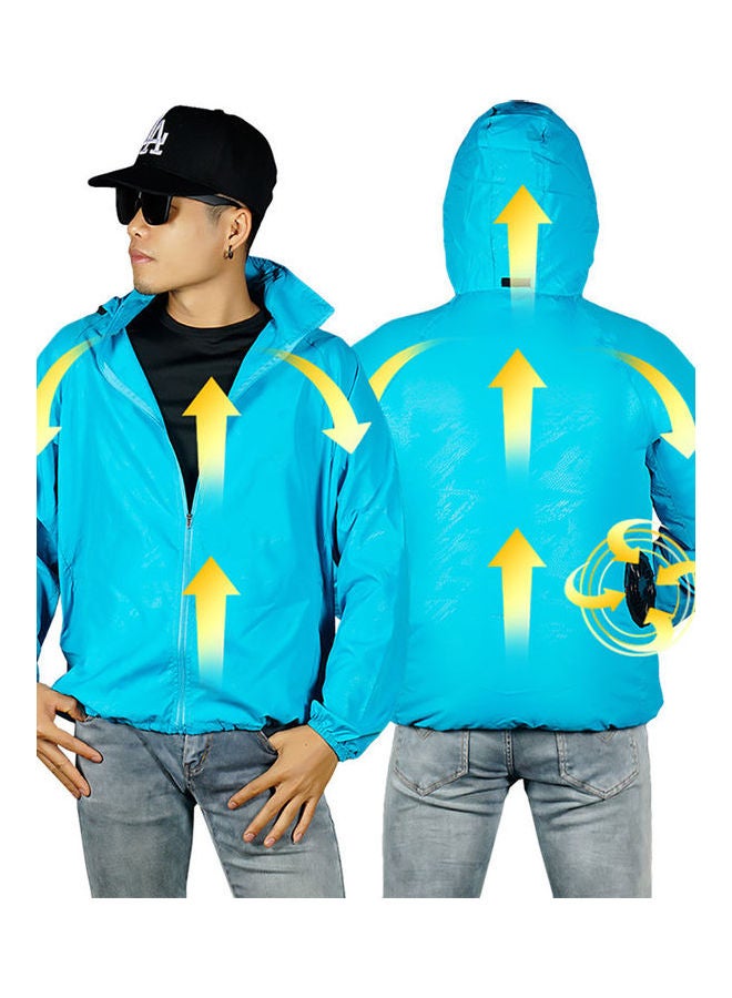 Hooded Waterproof Air ConditioningJacket Light Blue  - Image 1