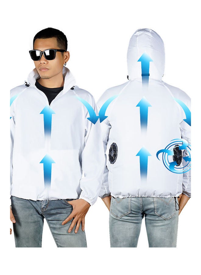 Hooded Waterproof Air Conditioning Jacket White  - Image 1