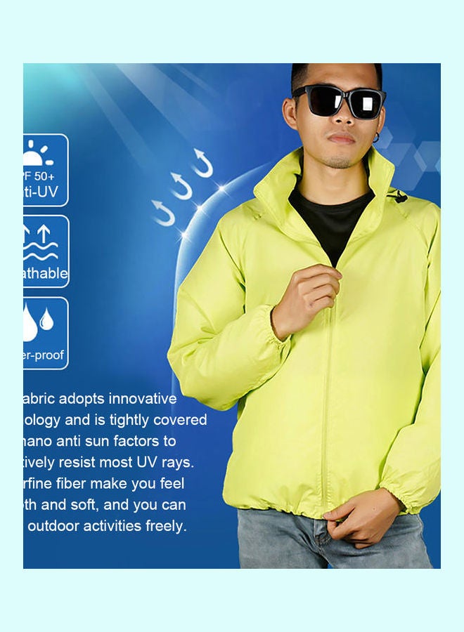 جاكيت بتصميم قميص مضاد للماء ومزود بغطاء للرأس أزرق داكن - Image 4