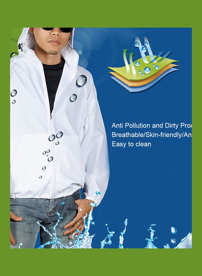 جاكيت بتصميم قميص مضاد للماء ومزود بغطاء للرأس أزرق داكن - Image 5