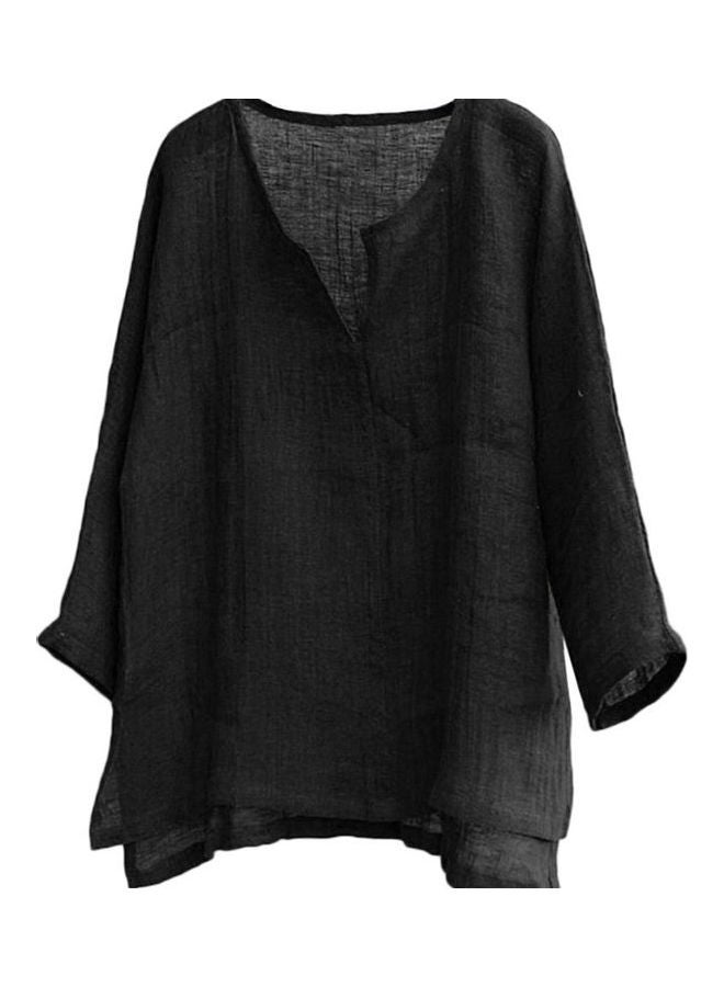 تيشيرت فضفاض سادة أسود - Image 1