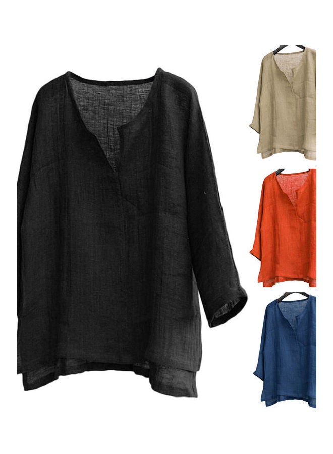 تيشيرت فضفاض سادة كاكي - Image 2