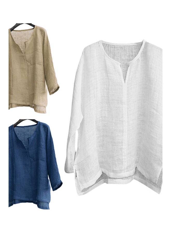 تيشيرت فضفاض سادة كاكي - Image 3