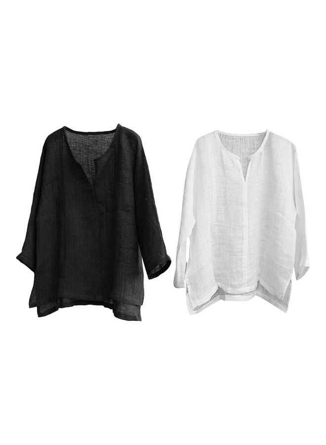 Solid Loose Fit T-Shirt White  - Image 5