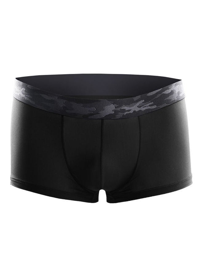 Solid Elastic Breathable Boxers Black - Image 1