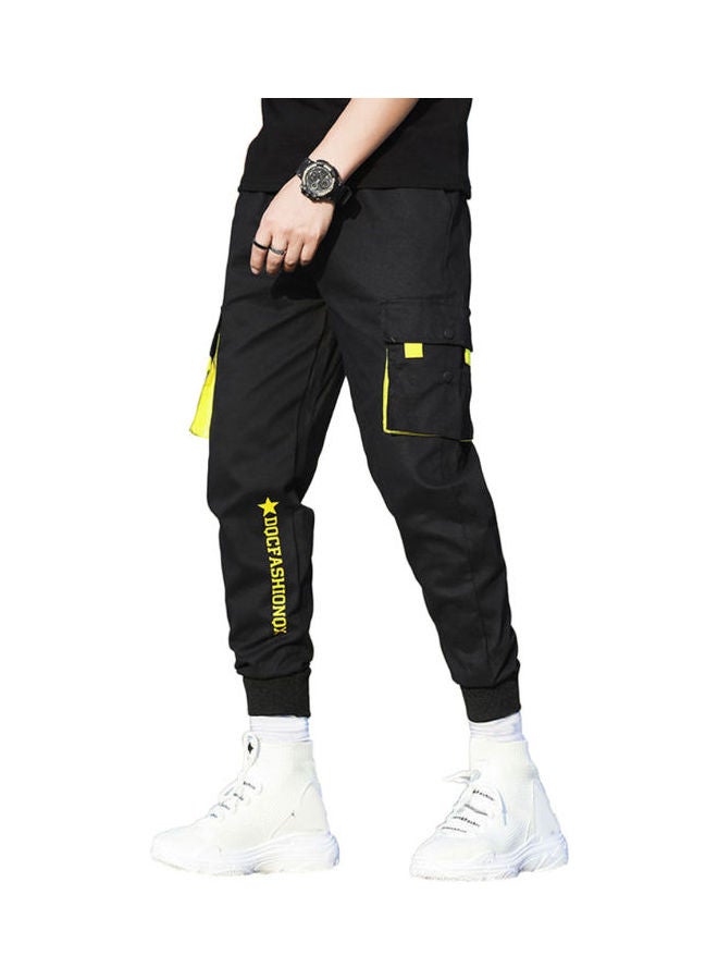 Pocket Detail Cargo Pants Black/Green - Image 1