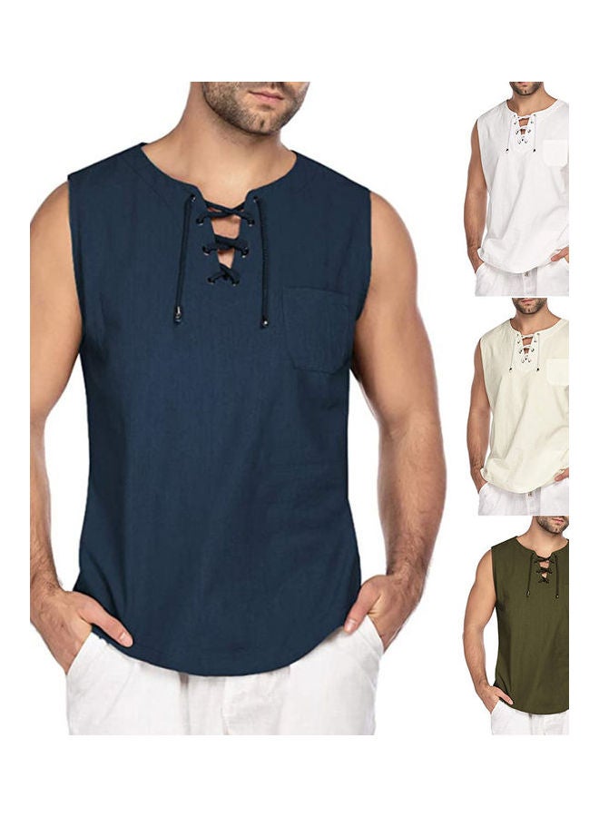 Generic - Casual Summer Men Solid Colour Sleeveless V Neck T-shirt Black - Image 1
